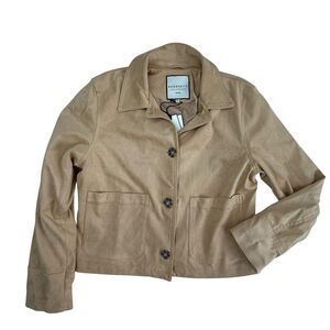 NEW Bagatelle Faux Suede Cropped Trucker Jacket Women M Vegan Leather Travel